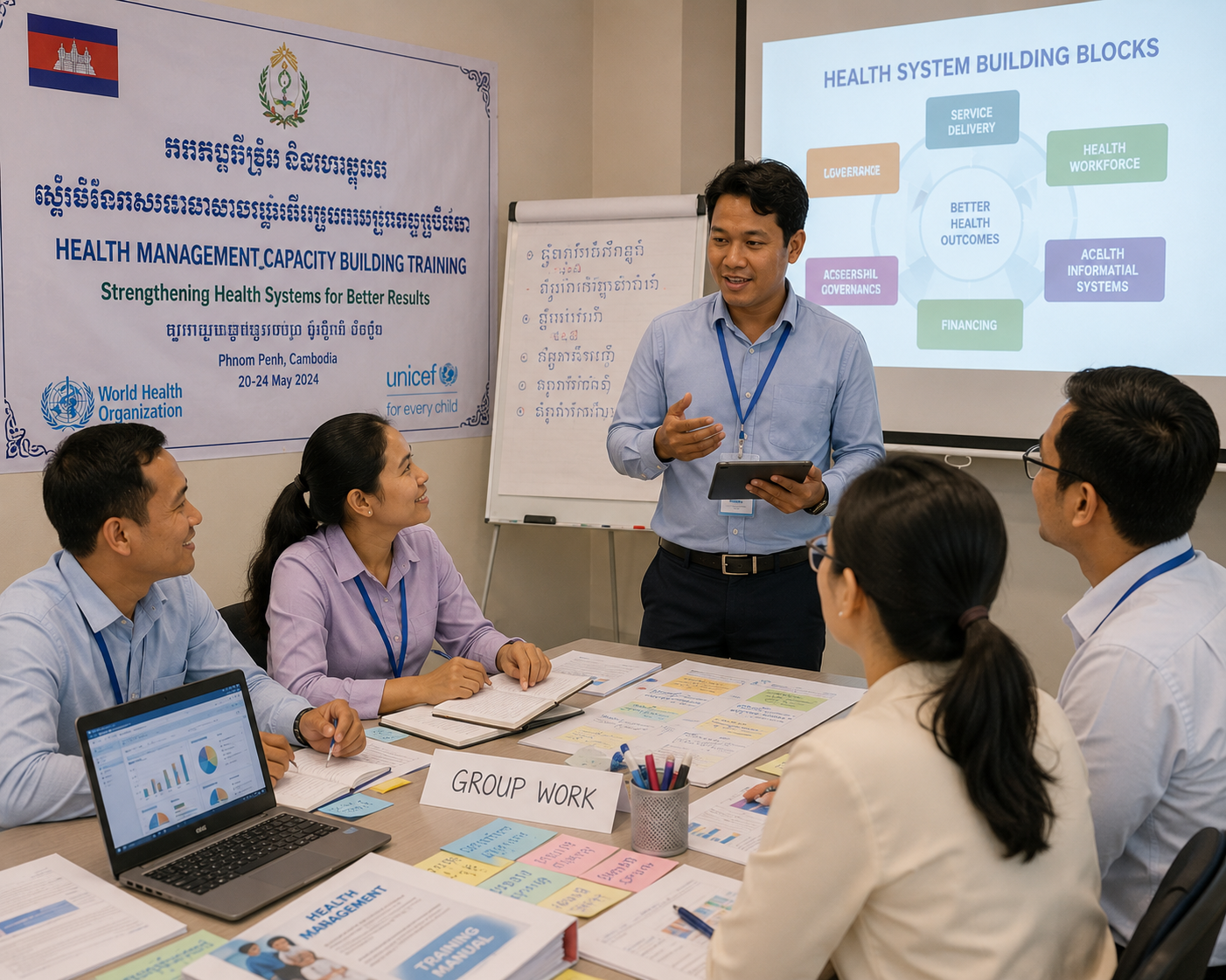 Health management capacity building training, Cambodia