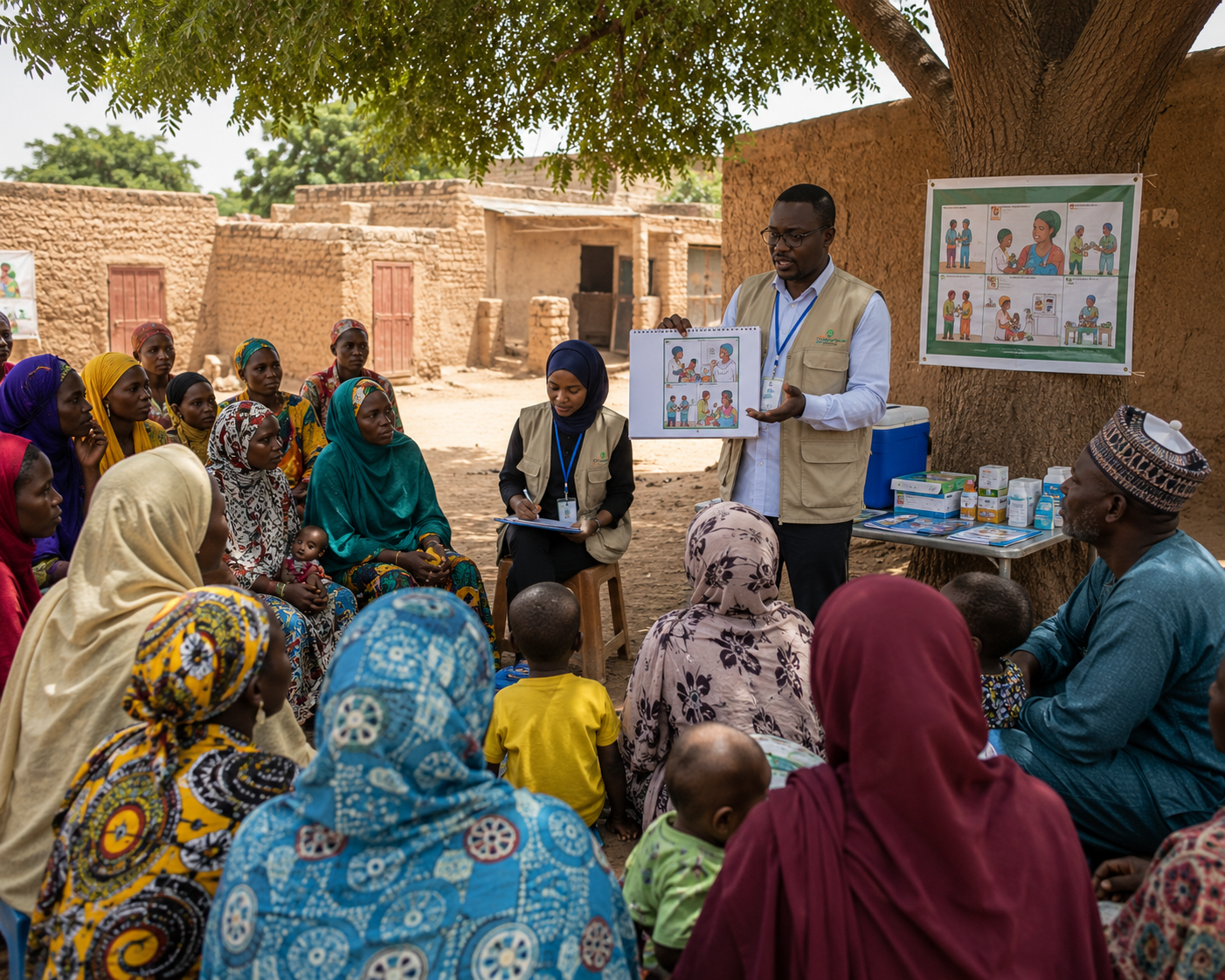 Community health outreach session, Mali